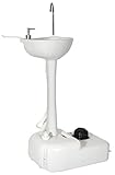 FHU Mobiles Waschbecken, Spülbecken mit Fußpumpe, Seifenspender, Portabel für Camping, Festival, Garten, Outdoor Party, Baustelle, 17L Wassertank, Weiß