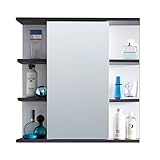 trendteam smart living Badezimmer Spiegelschrank Spiegel California, 60 x 60 x 20 cm in Weiß, Absetzung Rauchsilber mit viel Stauraum und offenem Fächer