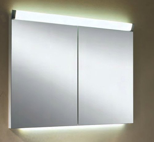 Schneider PALIline Aluminium Spiegelschrank LED beleuchtet 800mm 80cm 2-türig 1590800