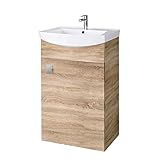 Planetmöbel Waschbecken mit Waschbeckenunterschrank/Waschtisch-Unterschrank 45cm Gäste Bad WC (Sonoma Eiche)