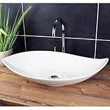 Design Waschbecken Aufsatzwaschbecken 66,5 x 40 cm länglich Weiß Waschschale Modern Keramik