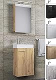 VCM Waschplatz Waschbecken Schrank + Spiegelschrank WC Gäste Toilette Badmöbel klein schmal Slito Spiegelschrank Weiß