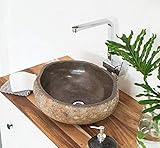 wohnfreuden Naturstein Waschbecken 40 cm mit Unikatauswahl nach dem Kau
