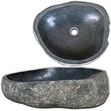 vidaXL Waschbecken Flußstein Naturstein 46-52cm Aufsatzwaschbecken Waschschale